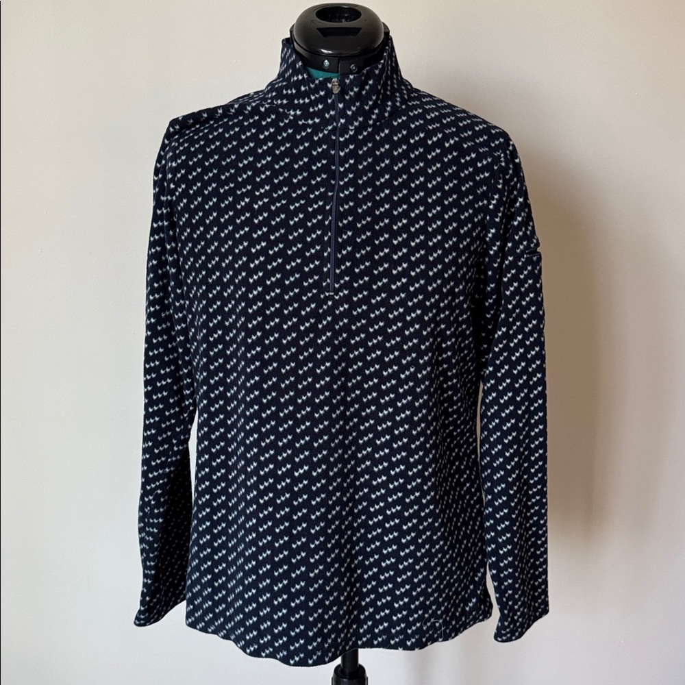 L.L. Bean | Fleece 1/4 Zip Birdseye Print Pullover in Navy Blue 280181 | Size M